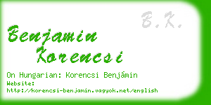 benjamin korencsi business card